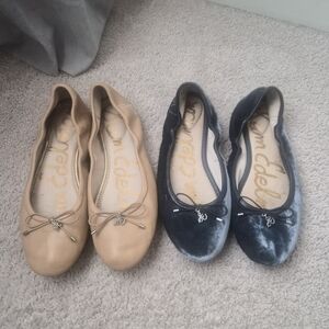 Sam Edelman Felicia Ballet Flats - Tan and Navy Velvet